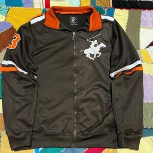 Beverly Hills Polo Club Brown and Orange Full Zip Track Jacket Medium